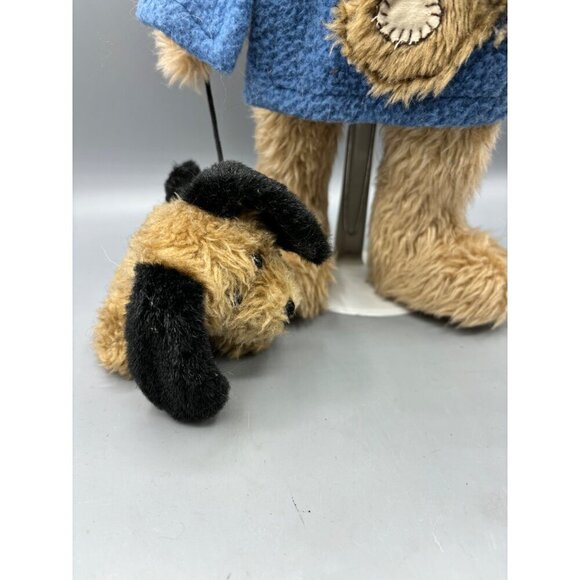 Progressive Plush Paige Bear With Puppy Wearing Blue Coat on Stand - Picture 3 of 8